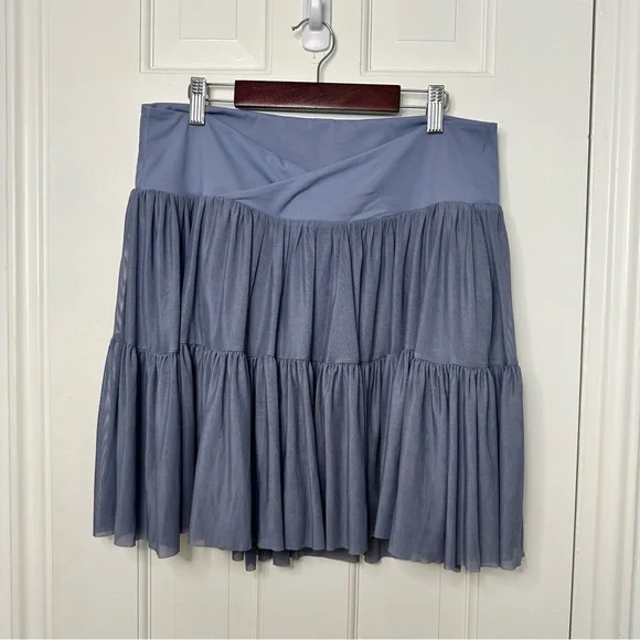 Blogilates Ballerina Skort Steel Blue Crossover Waist Mesh Pirouette Active 1X - Picture 5 of 10